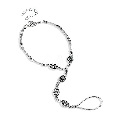Adjustable Alloy Hollow Oval Link Chain Stretch Toe Ring Anklets for Women FS-WG598B5-01-1