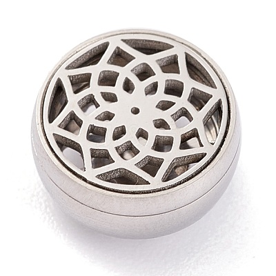304 Stainless Steel Magnetic Diffuser Locket Aromatherapy Essential Oil Buckle AJEW-M027-13P-1