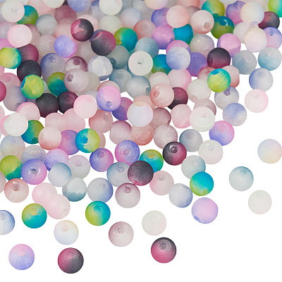 200Pcs 10 Colors Crackle Glass Beads Strands GLAA-TA0003-31D-1