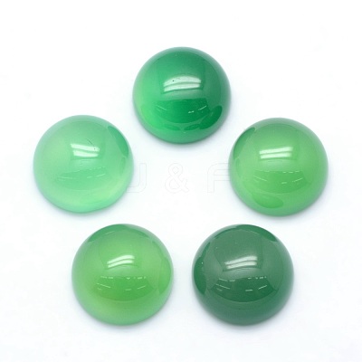 Natural Dyed & Heated Green Onyx Agate Cabochons G-P393-R38-12mm-1