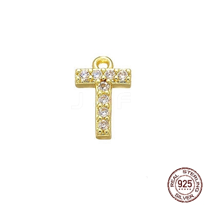 Real 18K Gold Plated 925 Sterling Silver Micro Pave Clear Cubic Zirconia Charms STER-P054-10G-T-1