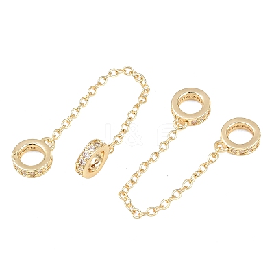 Brass Micro Pave Clear Cubic Zirconia Safety Chains KK-H257-01G-1