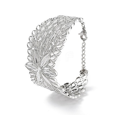 Rack Plating Brass Vintage Court Hollowed-out Flower Design Cuff Bangles for Women BJEW-D032-07P-1