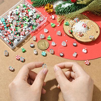 200Pcs Christmas Themes Handmade Polymer Clay Beads CLAY-CJ0001-95-1