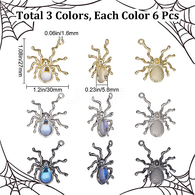 18Pcs 3 Colors Halloween Rack Plating Alloy Pendants FIND-SC0004-23-1