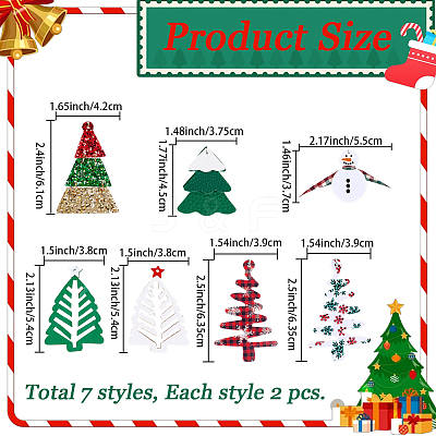 14Pcs 7 Styles PU Leather Big Pendants FIND-CL0001-24-1