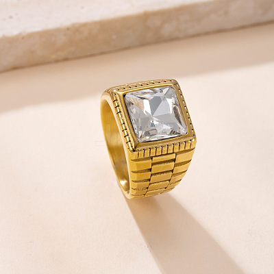 304 Stainless Steel & Cubic Zirconia Finger Rings FS-WG7376D-03-1