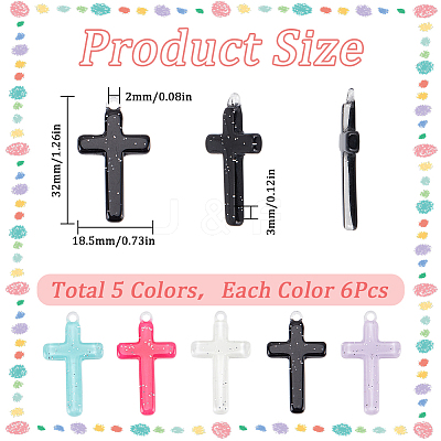 30Pcs 5 Colors Opaque Acrylic Pendants OACR-SC0001-35-1