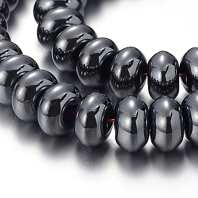Pearlized Non-magnetic Synthetic Hematite Rondelle Beads Strands G-F230-02-1
