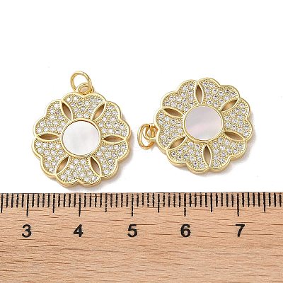 Brass Micro Pave Clear Cubic Zirconia Pendants KK-B083-17G-04-1