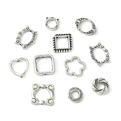 100Pcs 10 Styles Tibetan Style Alloy Bead Frame FIND-CJ0003-76-1