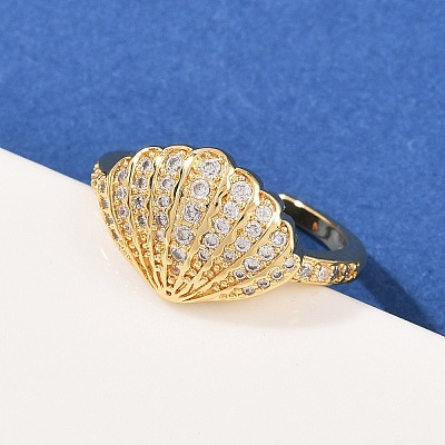 Brass Micro Pave Cubic Zirconia Cuff Rings for Women RJEW-L132-03G-02-1