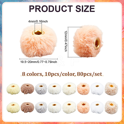80Pcs 8 Colors Imitation Rabbit Hair European Beads FIND-PH0027-68A-1