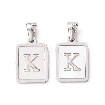 304 Stainless Steel Pave Shell Pendants STAS-G327-01P-K-1