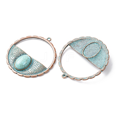 Alloy with Synthetic Turquoise Pendants FIND-B055-01F-1