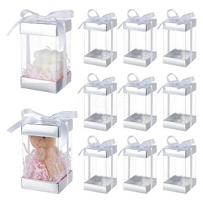 10Pcs Rectangle Clear Plastic Gift Packing Boxes with Paper Top and Bottom CON-WH0099-96A-1