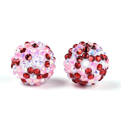 Valentine's Day Theme Round Resin Rhinestone Beads OACR-T028-66B-1