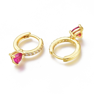 Brass Micro Pave Cubic Zirconia Huggie Hoop Earrings ZIRC-H102-14C-G-1