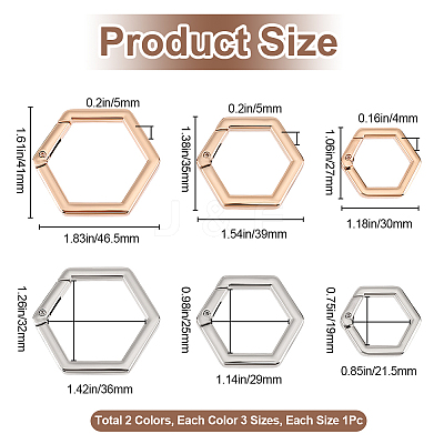 6Pcs 6 Styles Alloy Spring Gate Rings FIND-BBC0002-40-1