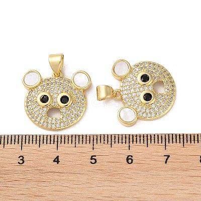 Brass Micro Pave Clear Cubic Zirconia Pendants KK-B083-40C-G-1