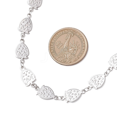304 Stainless Steel Strawberry Link Chain Necklaces for Women NJEW-JN05804-02-1