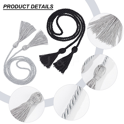 2Pcs 2 Style Polyester Tassel Big Pendant Decorations FIND-GF0004-12-1