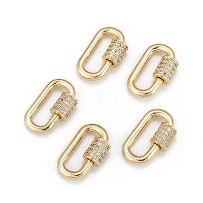 Brass Micro Pave Cubic Zirconia Screw Carabiner Lock Charms ZIRC-G160-22G-1