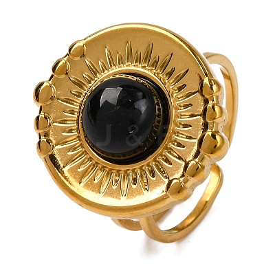 Natural Mixed Stone Finger Rings RJEW-Q822-28G-1