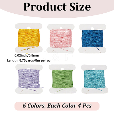 24Pcs 6 Colors Polyester Embroidery Threads DIY-CY0003-59-1