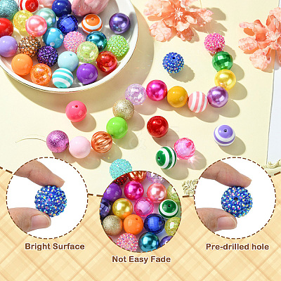 Round Opaque Acrylic Beads Kit OACR-CJC0002-05A-1