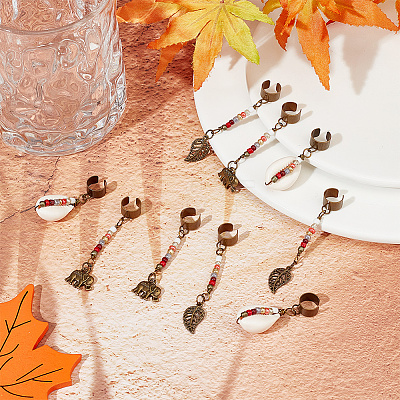 Tibetan Style Alloy & Cowrie Shell Braiding Hair Pendants Decoration OHAR-AB00016-1