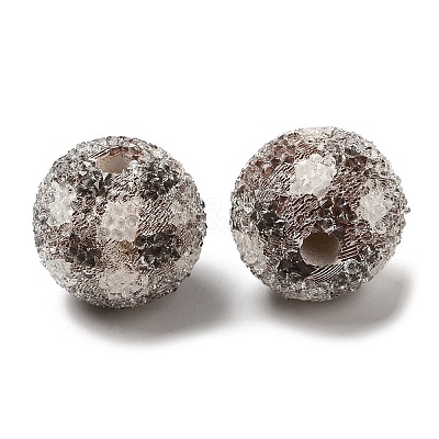 Spray Painted Wood European Beads with Rhinestone RESI-C038-03F-1