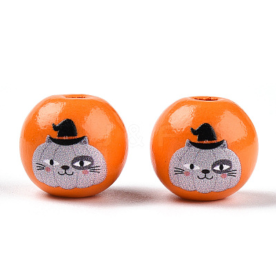 Halloween Theme Wood European Beads WOOD-N016-04K-1