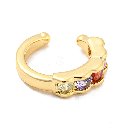 Real 14K Gold Plated Brass with Cubic Zirconia Cuff Earrings EJEW-M232-01F-G-1