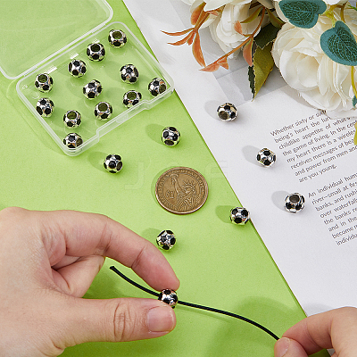 20Pcs Alloy Black Enamel Sport Ball European Beads ENAM-HS0001-02-1