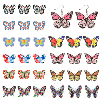 30Pcs 10 Styles Printed Acrylic Pendants SACR-GA0001-05-1