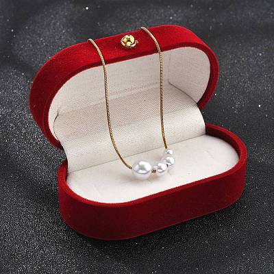 White Plastic Pearl Graduated Round Beads Pendant Necklaces NJEW-P320-21G-1