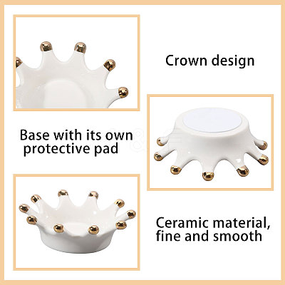 Porcelain Crown Shape Jewelry Plate DJEW-WH0039-120-1
