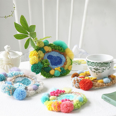 DIY Coaster Punch Needle Embroidery Starter Kits for Beginners DIY-WH20095-003B-1