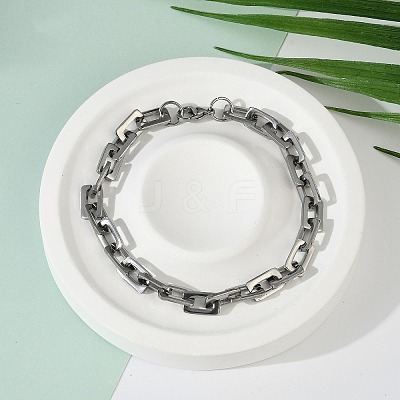 Tarnish Resistant Rectangle 201 Stainless Steel Chain Bracelets LS-BJEW-N240-06P-1