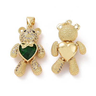 Brass Cubic Zirconia Pendants KK-G453-03G-1