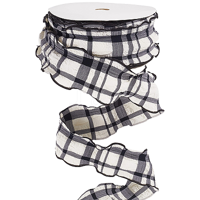 1 Roll Polyester Ruffled Ribbon SRIB-CY0001-14G-1