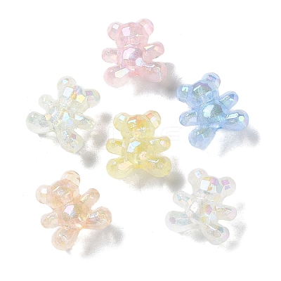 Luminous Rainbow Iridescent Plating Transparent Acrylic Beads PACR-C007-03-1
