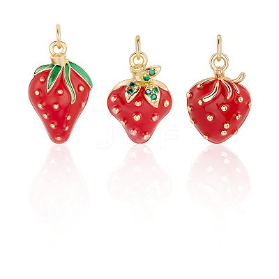 6Pcs 3 Style Brass Enamel Pendants KK-BBC0019-49-1