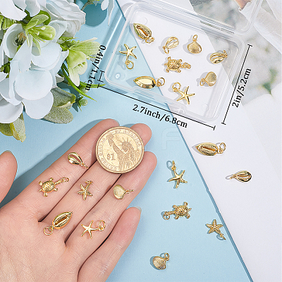 24Pcs 6 Styles Brass Pendants KK-BBC0014-37-1