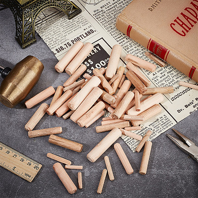 480Pcs 6 Styles Wood Grooved Dowel Pins AJEW-NB0005-87-1