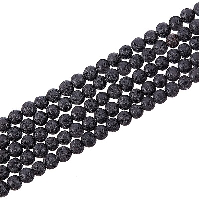 Natural Lava Rock Gemstone Round Bead Strands G-R285-4mm-06-1