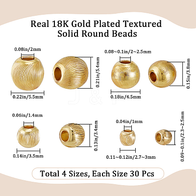 120Pcs 4 Style Brass Beads KK-BBC0012-36-1