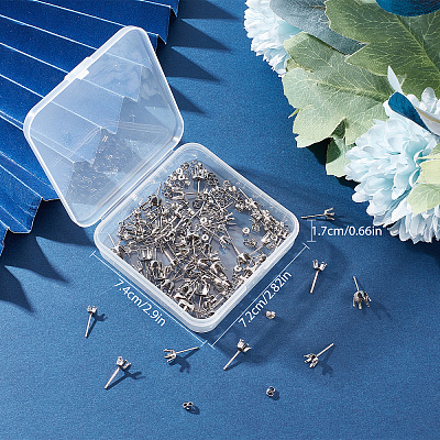 90Pcs 3 Size 304 Stainless Steel Post Stud Earring Settings STAS-SC0004-85-1