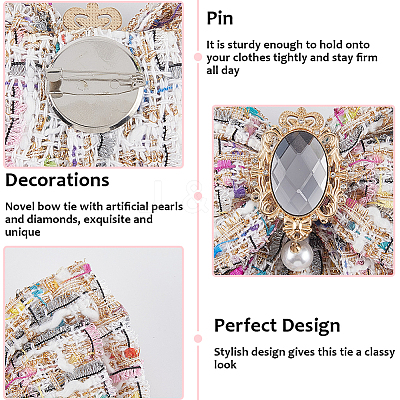 Bowknot Polyester Brooches for Backpack Clothes JEWB-WH20006-10A-1